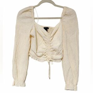 Forever 21 Cream Ruched Blouse